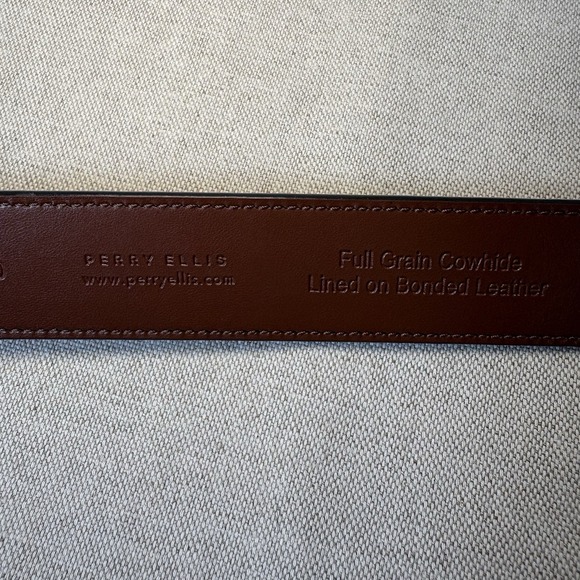 Perry Ellis Portfolio Brown Genuine Leather Harness Buckle Dress Belt Size‎ 40 - Picture 4 of 5